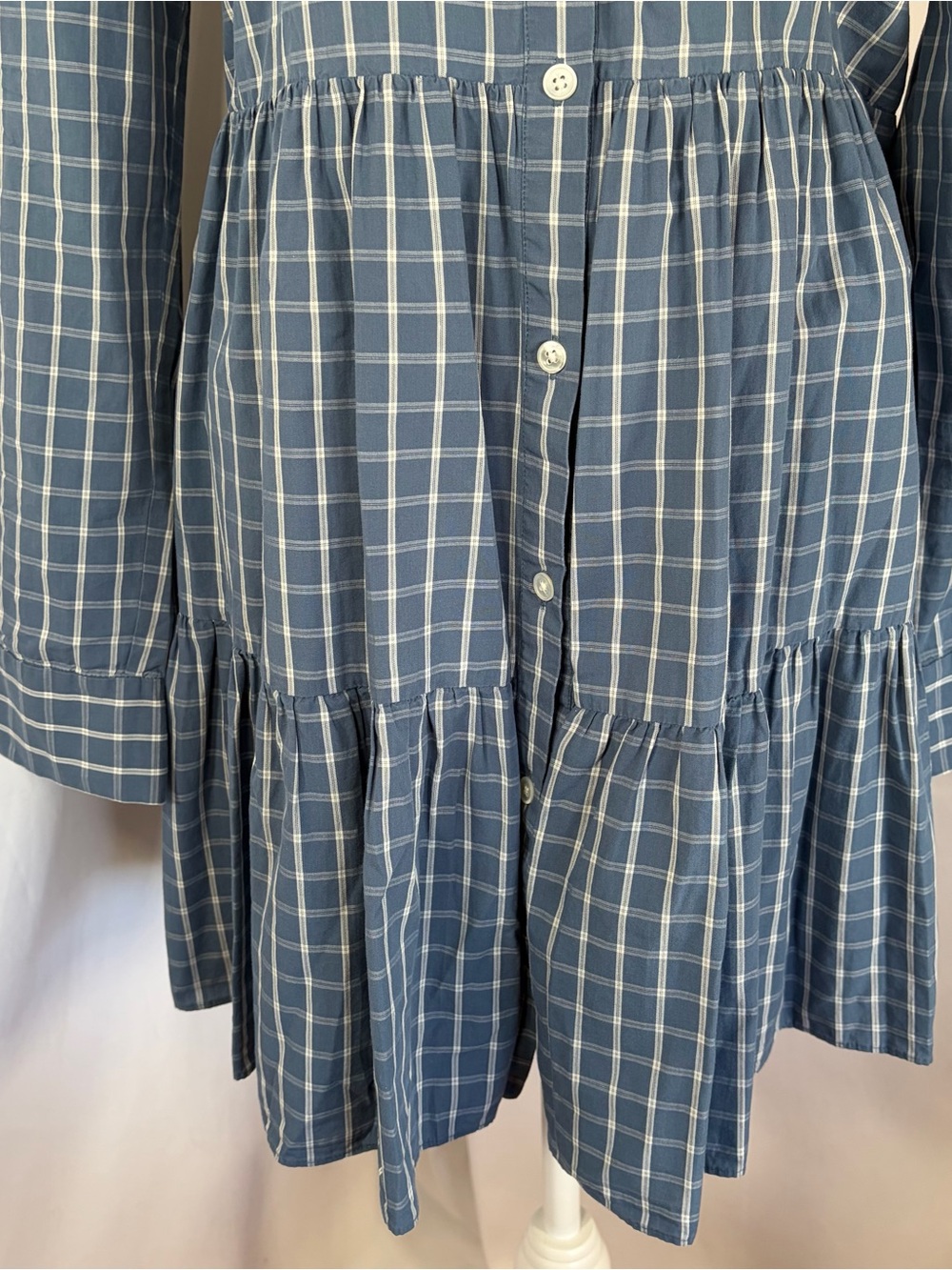 Veronica Beard Jamila Check Tiered Mini Dress Blue & White Windowpane Large - Picture 4 of 9